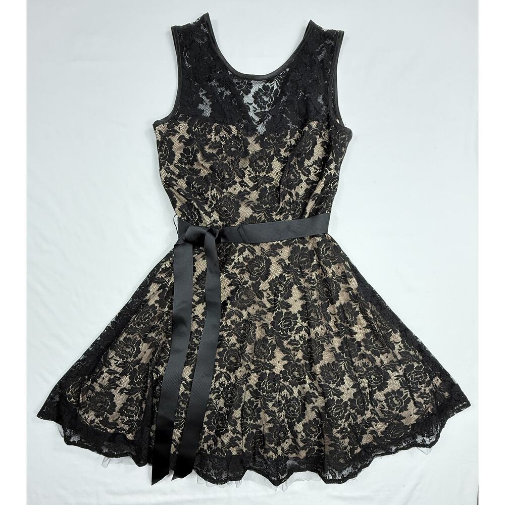 Betsy & Adam (B&A) Black Lace Fit and Flare Cocktail Dress sz 10 - Picture 2 of 13